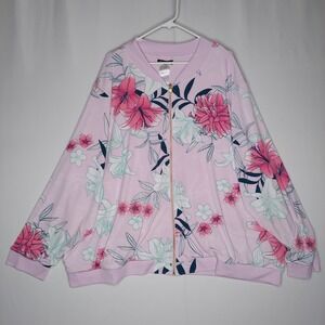 IMAN Women Track Jacket 3X Pink Floral Reversible Athleisure Bloomcore